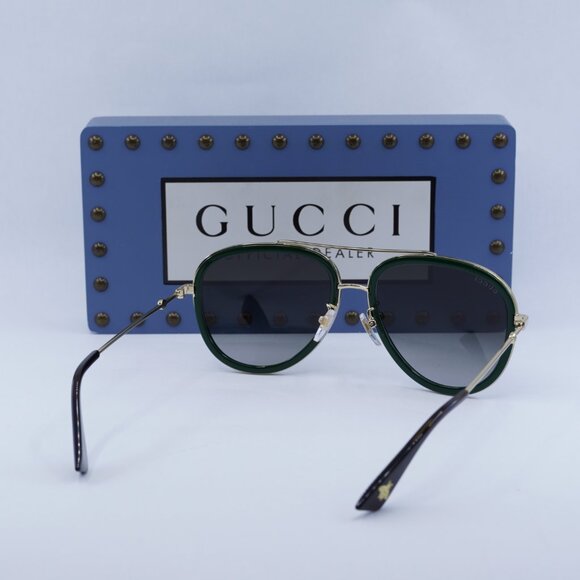 Gucci GG0062S 003 Aviator Sunglasses - Gold/Green/Red/Green - Picture 11 of 12